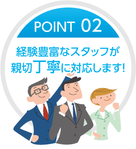 POINT02 経験豊富なスタッフが親切丁寧に対応します！